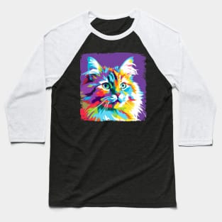 Siberian Cat Pop Art - Cat Lover Gift Baseball T-Shirt